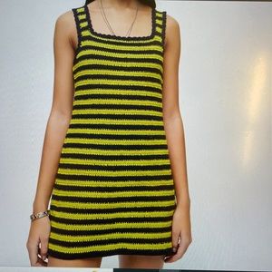 RE/DONE CROCHET STRIPED MINI DRESS